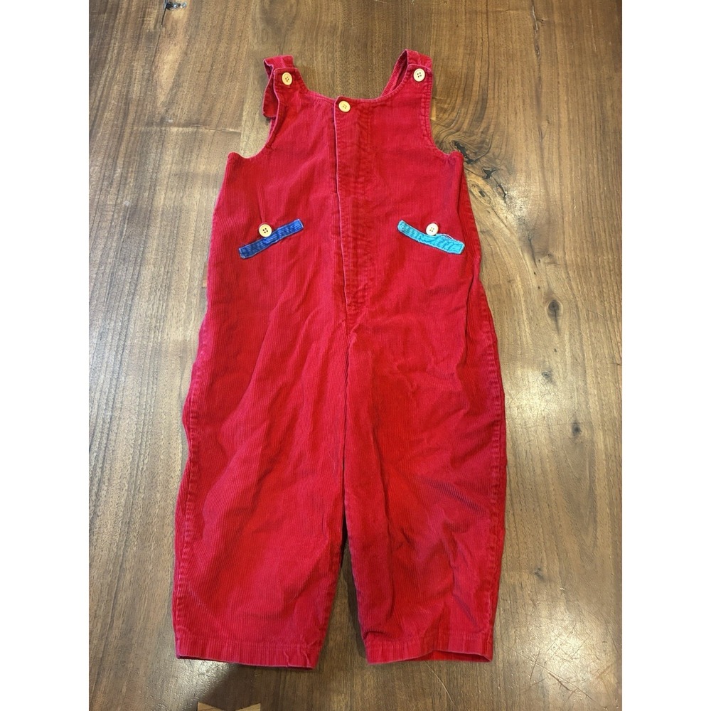 Vintage Buster Brown Red Corduroy Overalls Jumper Size 4 Kids Clothes Toddler